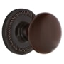 Nostalgic Warehouse Brown Porcelain Solid Brass Single Dummy Door Knob with Rope Rose Timeless Bronze