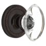 Nostalgic Warehouse Oval Clear Crystal Solid Brass Single Dummy Door Knob with Rope Rose Timeless Bronze