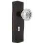 Nostalgic Warehouse Crystal Solid Brass Single Dummy Door Knob with Prairie Rose and Keyhole Timeless Bronze