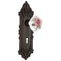 Nostalgic Warehouse Rose Porcelain Solid Brass Single Dummy Door Knob with Victorian Rose and Keyhole Timeless Bronze