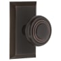 Nostalgic Warehouse Deco Solid Brass Dummy Door Knob Set with Studio Rose Timeless Bronze