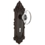 Nostalgic Warehouse Oval Clear Crystal Solid Brass Dummy Door Knob Set with Victorian Rose and Keyhole Timeless Bronze