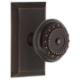 Nostalgic Warehouse Meadows Solid Brass Privacy Door Knob Set with Studio Rose and 2-3/8" Backset Timeless Bronze