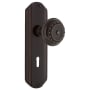 Nostalgic Warehouse Meadows Solid Brass Vintage Skeleton Key Retrofit Entry Handleset Trim with Art Deco Back Plate, Keyhole and 2-1/4" Backset Timeless Bronze