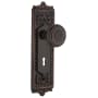 Nostalgic Warehouse Vintage Art Deco Solid Brass Vintage Skeleton Key Retrofit Entry Handleset Trim with Victorian Egg and Dart Plate, Keyhole and 2-1/4" Backset Timeless Bronze