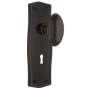 Nostalgic Warehouse Homestead Solid Brass Vintage Skeleton Key Retrofit Entry Handleset Trim with Prairie Rose, Keyhole and 2-1/4" Backset Timeless Bronze