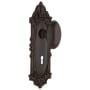 Nostalgic Warehouse Homestead Solid Brass Vintage Skeleton Key Retrofit Entry Handleset Trim with Victorian Rose, Keyhole and 2-1/4" Backset Timeless Bronze