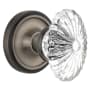 Nostalgic Warehouse Vintage Farmhouse Oval Egg Fluted Crystal Flower Passage Door Knob Set with Solid Brass Classic Rose Plate and 2-3/4" Backset Antique Pewter