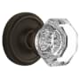 Nostalgic Warehouse Vintage Luxe Waldorf Lead Crystal Octagon Passage Door Knob Set with Solid Brass Classic Rose Plate and 2-3/4" Backset Oil-Rubbed Bronze