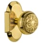 Nostalgic Warehouse Vintage Renaissance Egg and Dart Solid Brass Passage Door Knob Set with Cottage Style Plate and 2-3/4" Backset Polished Brass