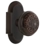 Nostalgic Warehouse Vintage Renaissance Egg and Dart Solid Brass Passage Door Knob Set with Cottage Style Plate and 2-3/4" Backset Timeless Bronze