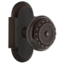Nostalgic Warehouse Vintage Meadows Solid Brass Passage Door Knob Set with Cottage Style Plate and 2-3/4" Backset Timeless Bronze