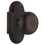 Nostalgic Warehouse New York Solid Brass Passage Door Knob Set with Cottage Rose and 2-3/4" Backset Timeless Bronze
