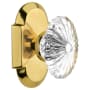 Nostalgic Warehouse Vintage Farmhouse Oval Fluted Crystal Flower Passage Door Knob Set with Solid Brass Cottage Style Plate and 2-3/4" Backset Polished Brass