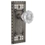 Nostalgic Warehouse Vintage Crystal Passage Door Knob Set with Solid Brass Long Craftsman Plate and 2-3/4" Backset Antique Pewter
