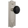 Nostalgic Warehouse Black Porcelain Solid Brass Passage Door Knob Set with Meadows Rose and 2-3/4" Backset Satin Nickel