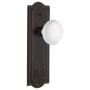 Nostalgic Warehouse Vintage Farmhouse White Porcelain Passage Door Knob Set with Solid Brass Meadows Rose and 2-3/4" Backset Timeless Bronze