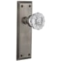 Nostalgic Warehouse Crystal Solid Brass Passage Door Knob Set with New York Rose and 2-3/4" Backset Antique Pewter