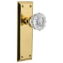 Nostalgic Warehouse Crystal Solid Brass Passage Door Knob Set with New York Rose and 2-3/4" Backset Unlacquered Brass
