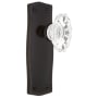 Nostalgic Warehouse VIntage Fluted Chateau Crystal Passage Door Knob Set with Solid Brass Prairie Backplate and 2-3/4" Backset Timeless Bronze