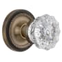Nostalgic Warehouse Crystal Solid Brass Passage Door Knob Set with Rope Rose and 2-3/4" Backset Antique Brass