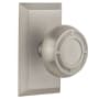 Nostalgic Warehouse Mission Solid Brass Passage Door Knob Set with Studio Rose and 2-3/4" Backset Satin Nickel