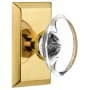 Nostalgic Warehouse Oval Clear Crystal Solid Brass Passage Door Knob Set with Studio Rose and 2-3/4" Backset Polished Brass