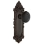 Nostalgic Warehouse Black Porcelain Solid Brass Passage Door Knob Set with Victorian Rose and 2-3/4" Backset Timeless Bronze