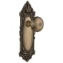 Nostalgic Warehouse New York Solid Brass Passage Door Knob Set with Victorian Rose and 2-3/4" Backset Antique Brass