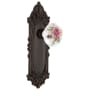 Nostalgic Warehouse Rose Porcelain Solid Brass Passage Door Knob Set with Victorian Rose and 2-3/4" Backset Timeless Bronze