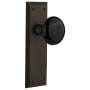 Nostalgic Warehouse Black Porcelain Solid Brass Passage Door Knob Set with New York Rose and 2-3/8" Backset Oil-Rubbed Bronze