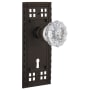 Nostalgic Warehouse Vintage Crystal Passage Door Knob Set with Solid Brass Long Craftsman Plate, Keyhole and 2-3/4" Backset Oil-Rubbed Bronze