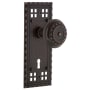 Nostalgic Warehouse Vintage Meadows Solid Brass Passage Door Knob Set with Long Craftsman Plate, Keyhole and 2-3/4" Backset Timeless Bronze