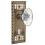 Nostalgic Warehouse Vintage Farmhouse Oval Egg Fluted Lead-Free Crystal Flower Passage Door Knob Set with Long Craftsman Plate, Keyhole and 2-3/4" Backset Antique Brass