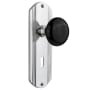 Nostalgic Warehouse Vintage Black Porcelain Privacy Door Knob Set with Solid Brass Art Deco Plate, Keyhole and 2-3/8" Backset Bright Chrome