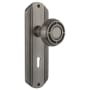 Nostalgic Warehouse Vintage Mission Solid Brass Passage Door Knob Set with Art Deco Plate, Keyhole and 2-3/4" Backset Antique Pewter