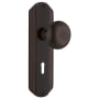 Nostalgic Warehouse New York Solid Brass Passage Door Knob Set with Deco Rose, Keyhole and 2-3/4" Backset Timeless Bronze