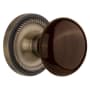 Nostalgic Warehouse Brown Porcelain Solid Brass Single Dummy Door Knob with Rope Rose Antique Brass