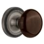 Nostalgic Warehouse Brown Porcelain Solid Brass Single Dummy Door Knob with Rope Rose Antique Pewter