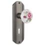 Nostalgic Warehouse Vintage Porcelain Painted Rose Passage Door Knob Set with Solid Brass Art Deco Plate, Keyhole and 2-3/4" Backset Antique Pewter