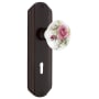 Nostalgic Warehouse Vintage Porcelain Painted Rose Passage Door Knob Set with Solid Brass Art Deco Plate, Keyhole and 2-3/4" Backset Timeless Bronze