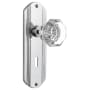 Nostalgic Warehouse Vintage Luxe Waldorf Lead Crystal Octagon Passage Door Knob Set with Brass Art Deco Plate, Keyhole and 2-3/4" Backset Bright Chrome