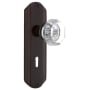 Nostalgic Warehouse Vintage Luxe Waldorf Lead Crystal Octagon Passage Door Knob Set with Brass Art Deco Plate, Keyhole and 2-3/4" Backset Timeless Bronze