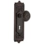 Nostalgic Warehouse Meadows Vintage Victorian Solid Brass Passage Door Knob Set with Egg and Dart Rose, Keyhole and 2-3/4" Backset Timeless Bronze