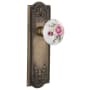 Nostalgic Warehouse Vintage Cottage Porcelain Painted Rose Single Dummy Door Knob with Solid Brass Meadows Rose Antique Brass