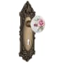Nostalgic Warehouse Rose Porcelain Solid Brass Single Dummy Door Knob with Victorian Rose and Keyhole Antique Brass