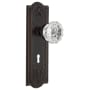 Nostalgic Warehouse Crystal Solid Brass Passage Door Knob Set with Meadows Rose, Keyhole and 2-3/4" Backset Timeless Bronze
