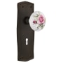 Nostalgic Warehouse Vintage Farmhouse Painted Rose Dummy Door Knob Set with Solid Brass Prairie Country Backplate and Keyhole Oil-Rubbed Bronze