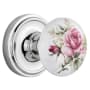 Nostalgic Warehouse Vintage Porcelain Painted Rose Vintage Skeleton Key Retrofit Entry Handleset Trim with Solid Brass Classic Rose Plate, Keyhole and 2-1/4" Backset Bright Chrome
