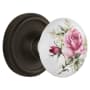 Nostalgic Warehouse Vintage Porcelain Painted Rose Vintage Skeleton Key Retrofit Entry Handleset Trim with Solid Brass Classic Rose Plate, Keyhole and 2-1/4" Backset Oil-Rubbed Bronze
